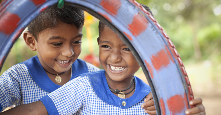 School children playing