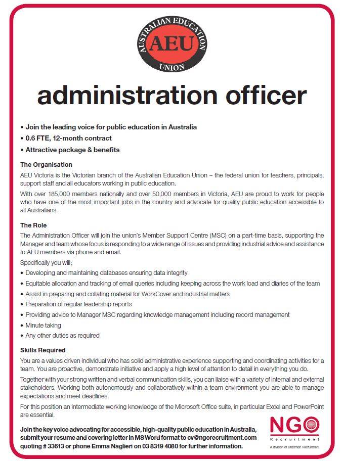 Administrative officer jobs in schools