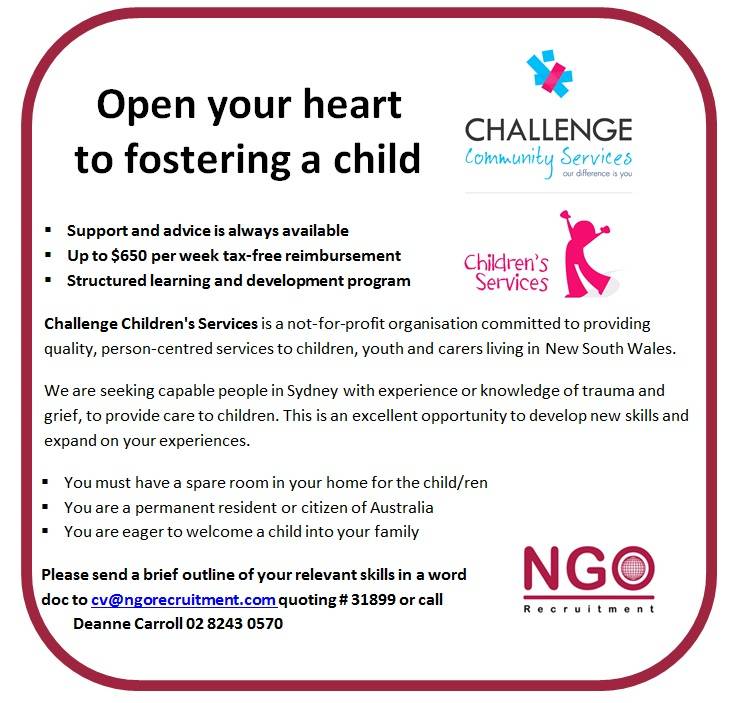 NGO Recruitment Challenge Foster Care Sydney NGO Recruitment