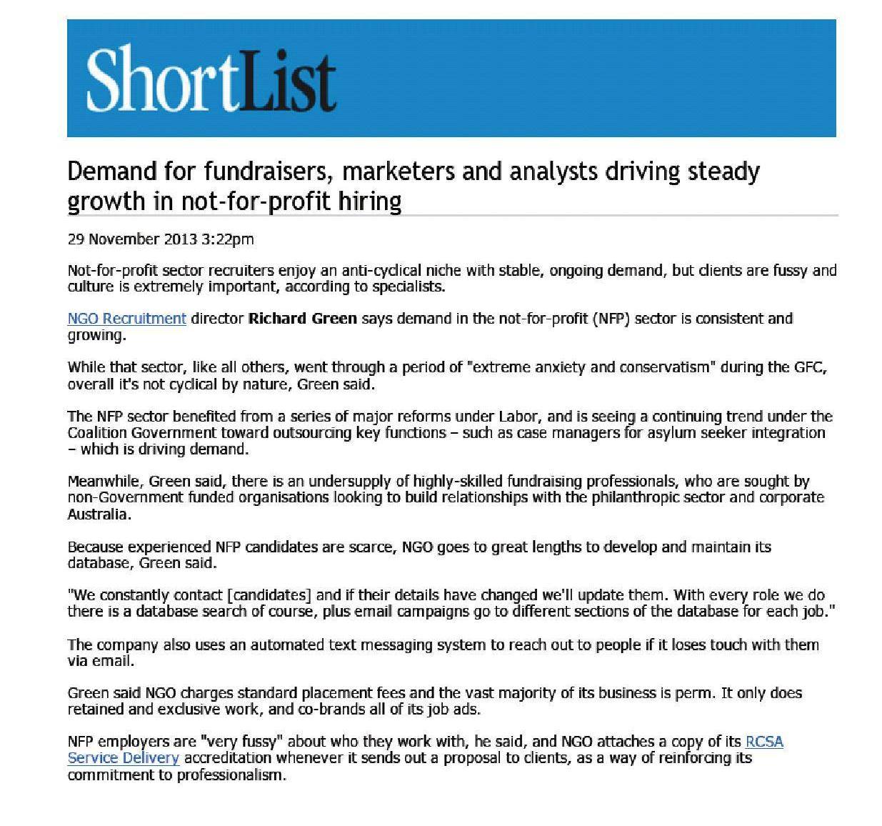 NGO Recruitment Shortlist Article NGO Recruitment